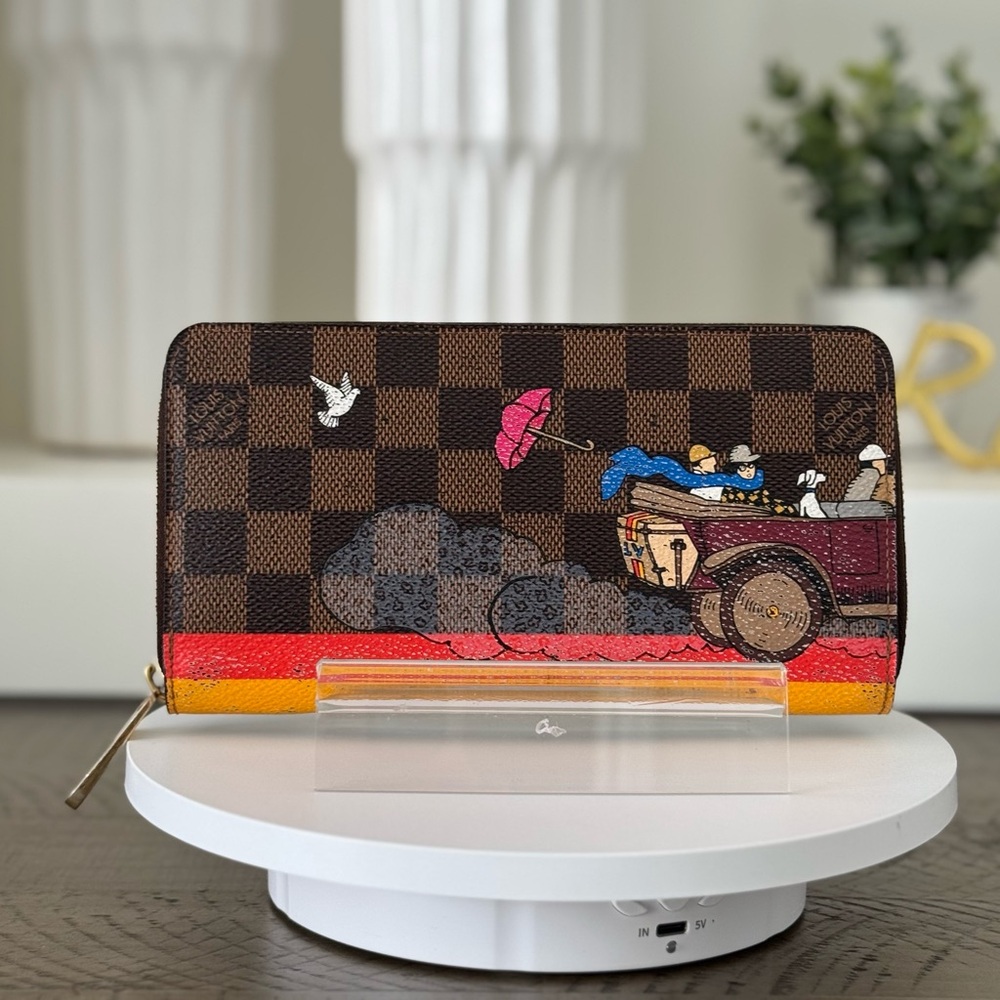 Louis Vuitton Limited Edition Damier Ebene Canvas Zip Around Wallet